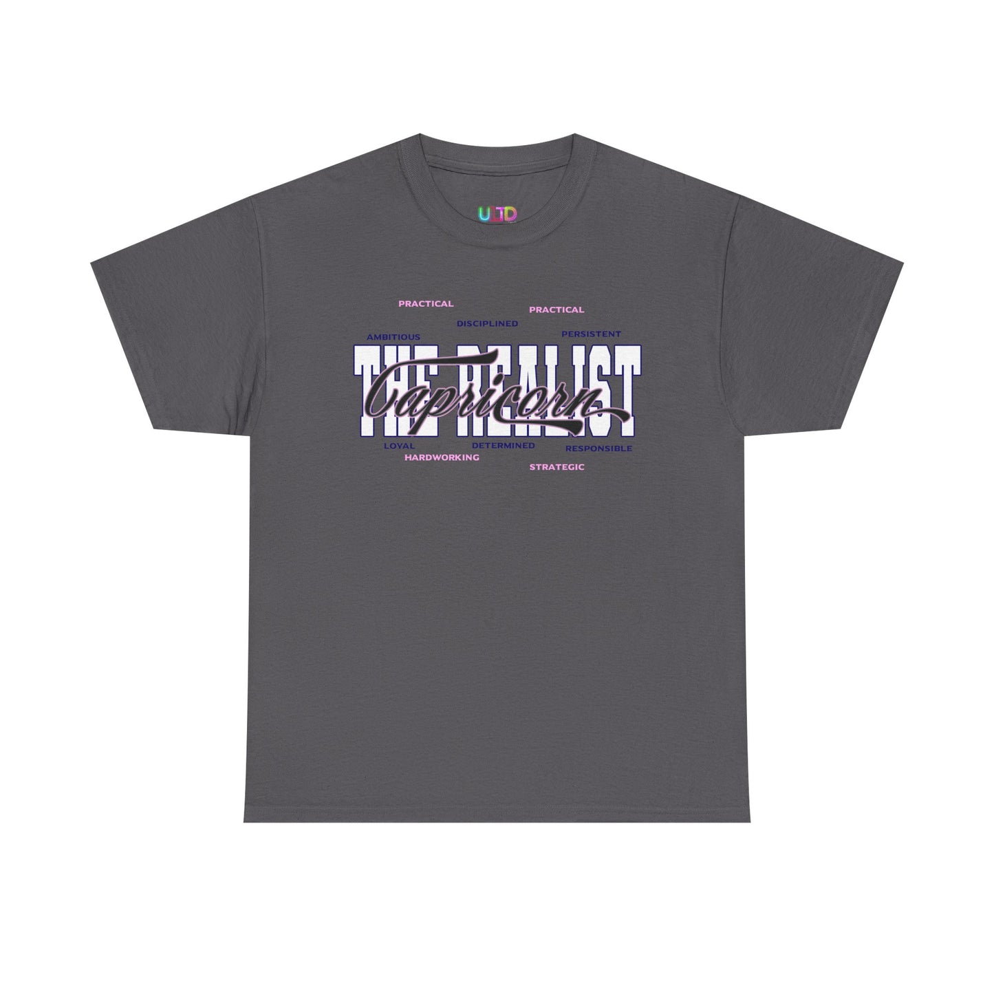 Capricorn Zodiac T-Shirt — Stylish Astrology Tee with 'Capricorn' Script & Traits