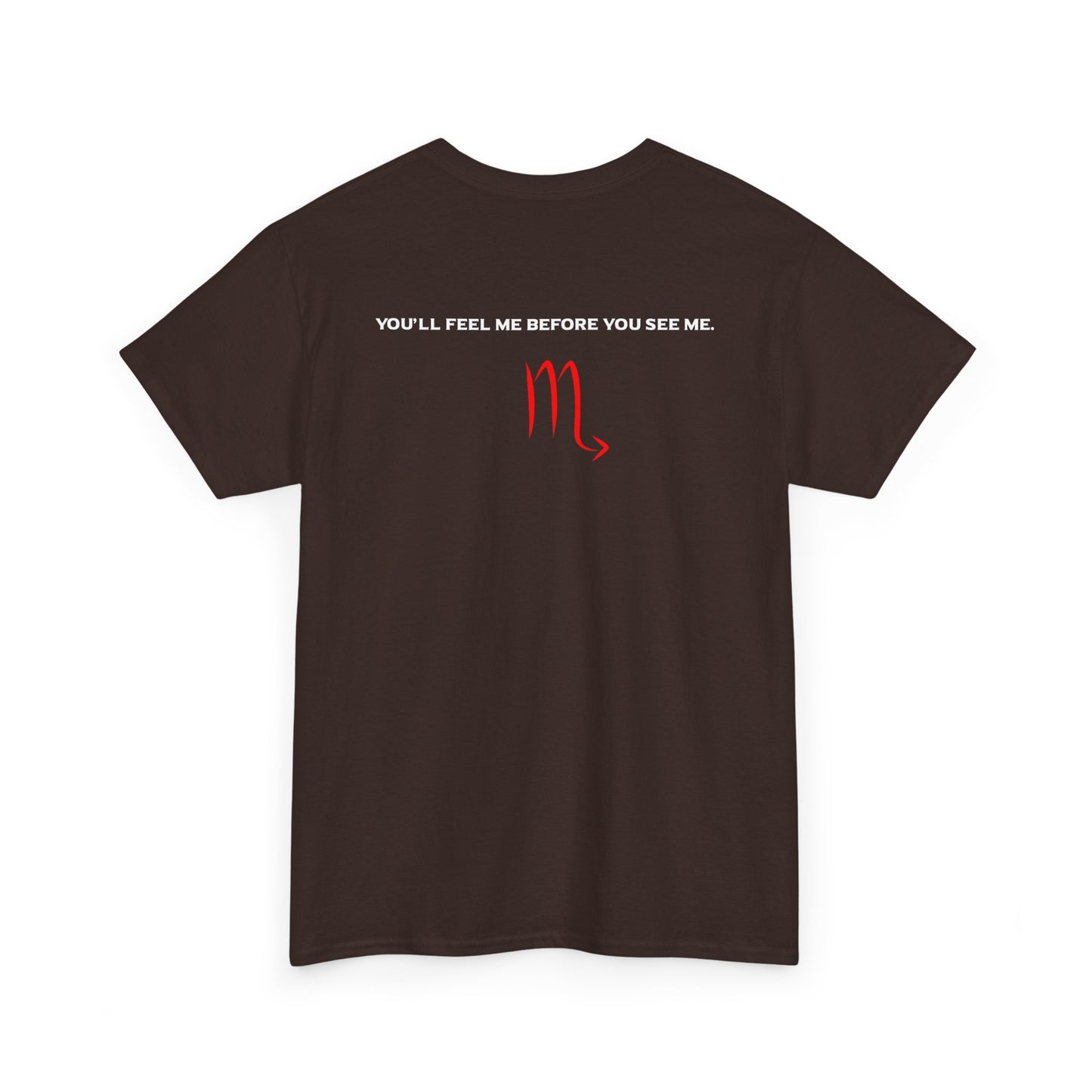 Scorpio Zodiac Tee — “You’ll Feel Me Before You See Me” Black Astrologer Shirt