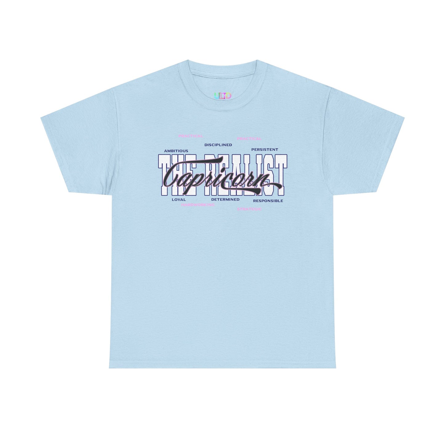 Capricorn Zodiac T-Shirt — Stylish Astrology Tee with 'Capricorn' Script & Traits