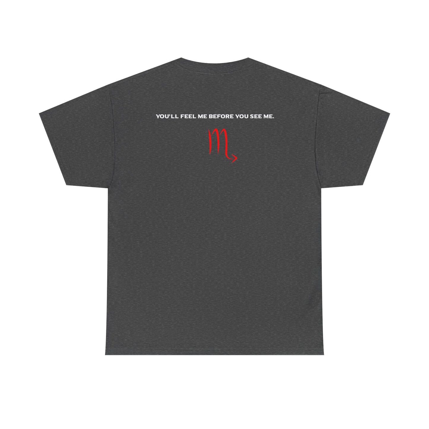 Scorpio Zodiac Tee — “You’ll Feel Me Before You See Me” Black Astrologer Shirt