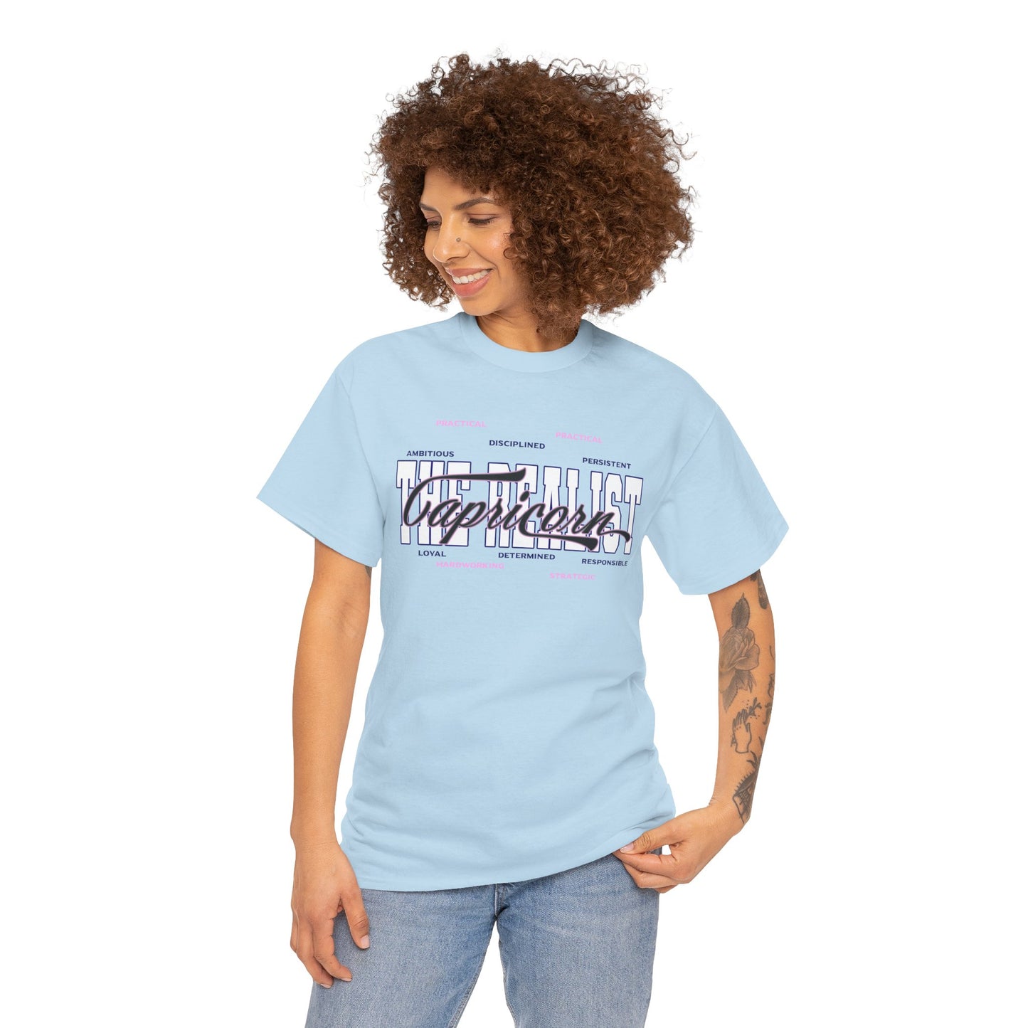Capricorn Zodiac T-Shirt — Stylish Astrology Tee with 'Capricorn' Script & Traits