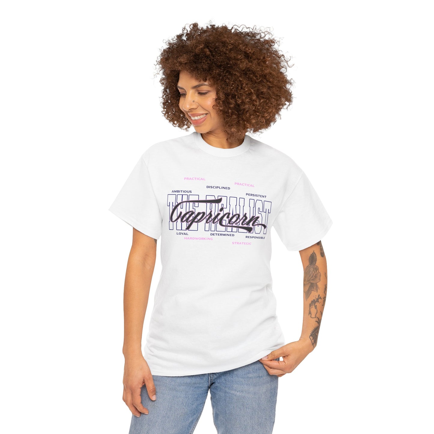 Capricorn Zodiac T-Shirt — Stylish Astrology Tee with 'Capricorn' Script & Traits