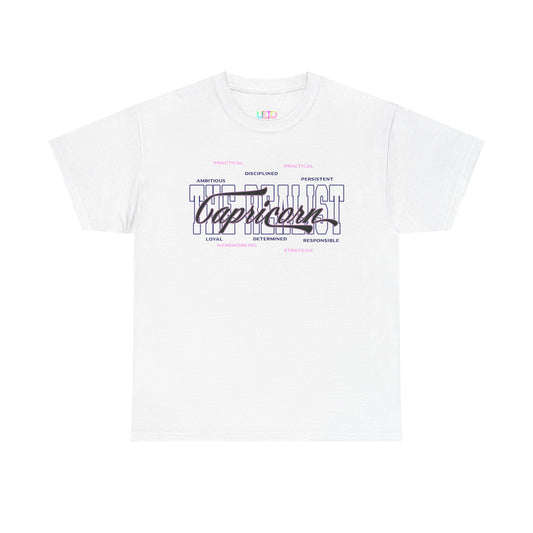 Capricorn Zodiac T-Shirt — Stylish Astrology Tee with 'Capricorn' Script & Traits