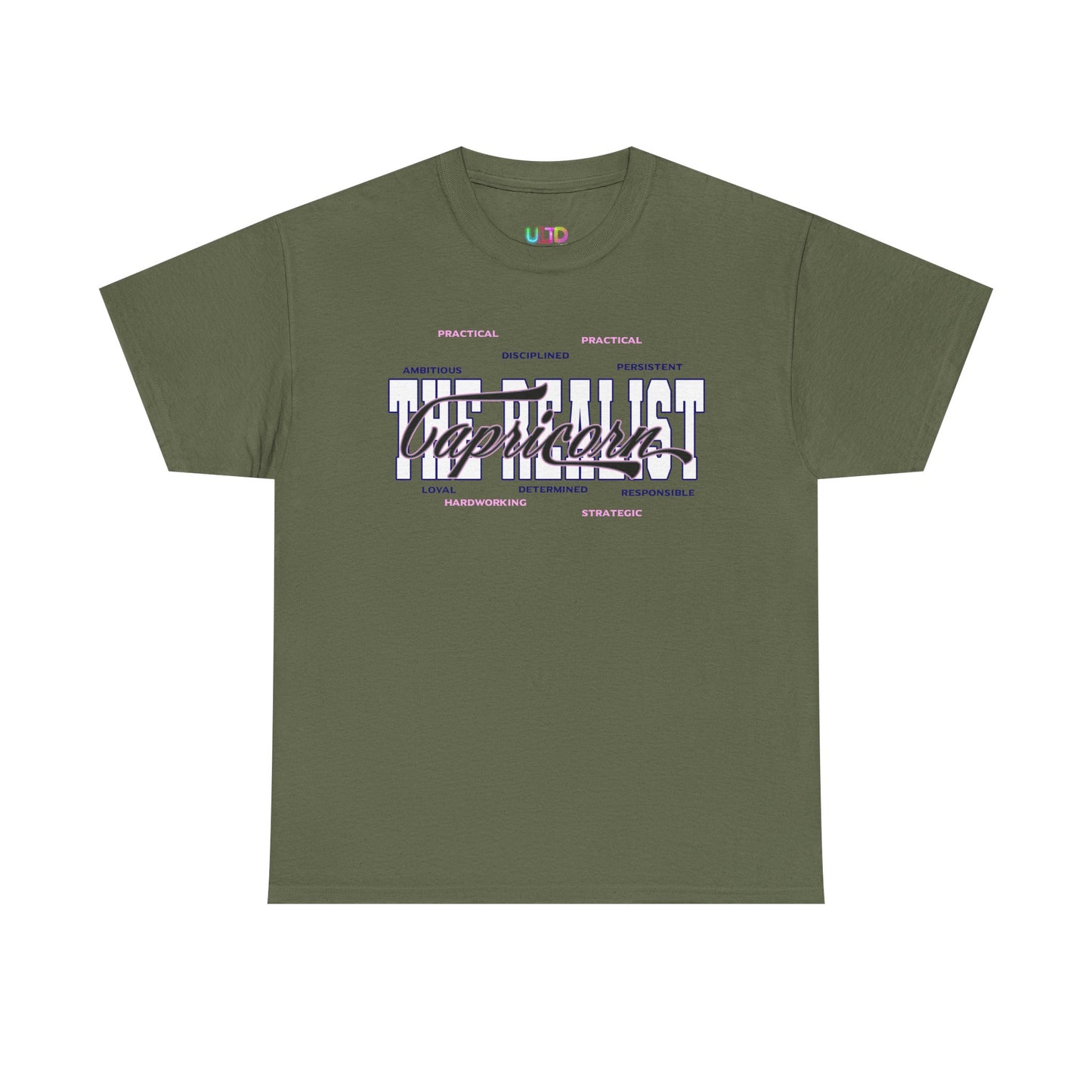 Capricorn Zodiac T-Shirt — Stylish Astrology Tee with 'Capricorn' Script & Traits