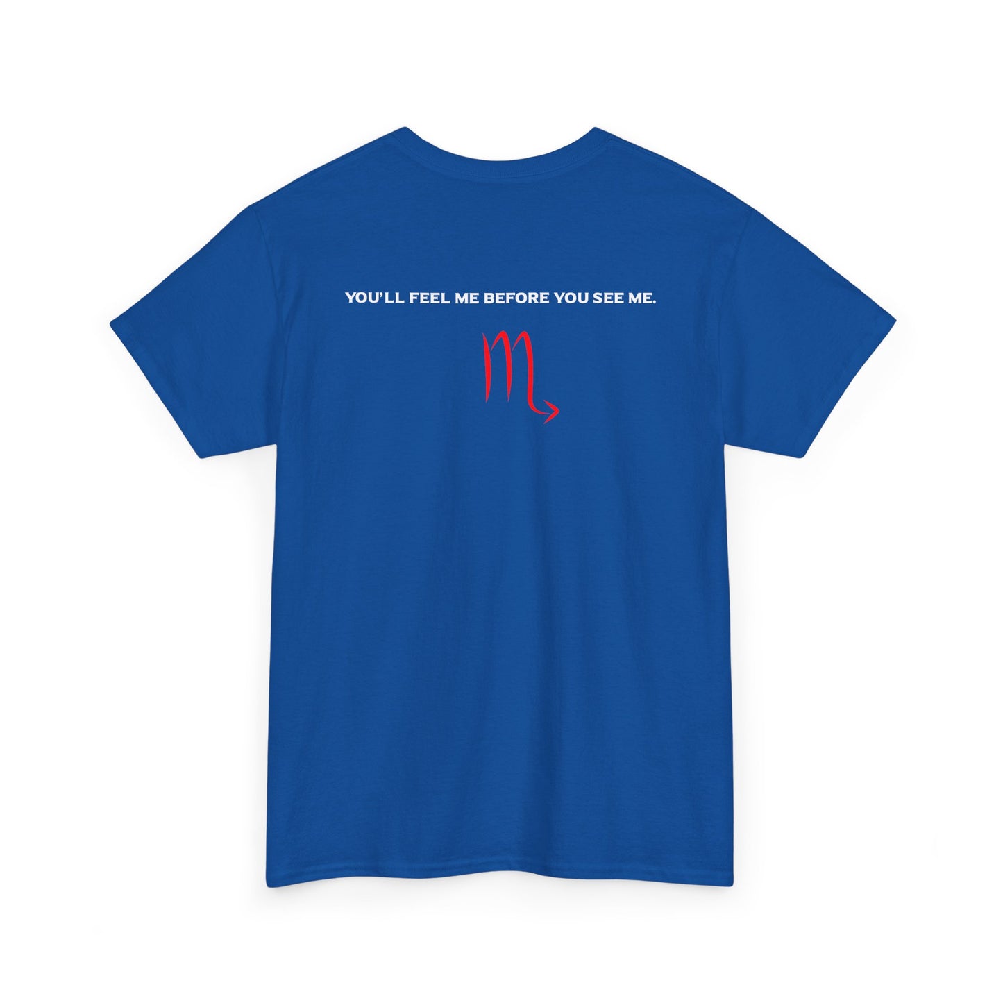 Scorpio Zodiac Tee — “You’ll Feel Me Before You See Me” Black Astrologer Shirt
