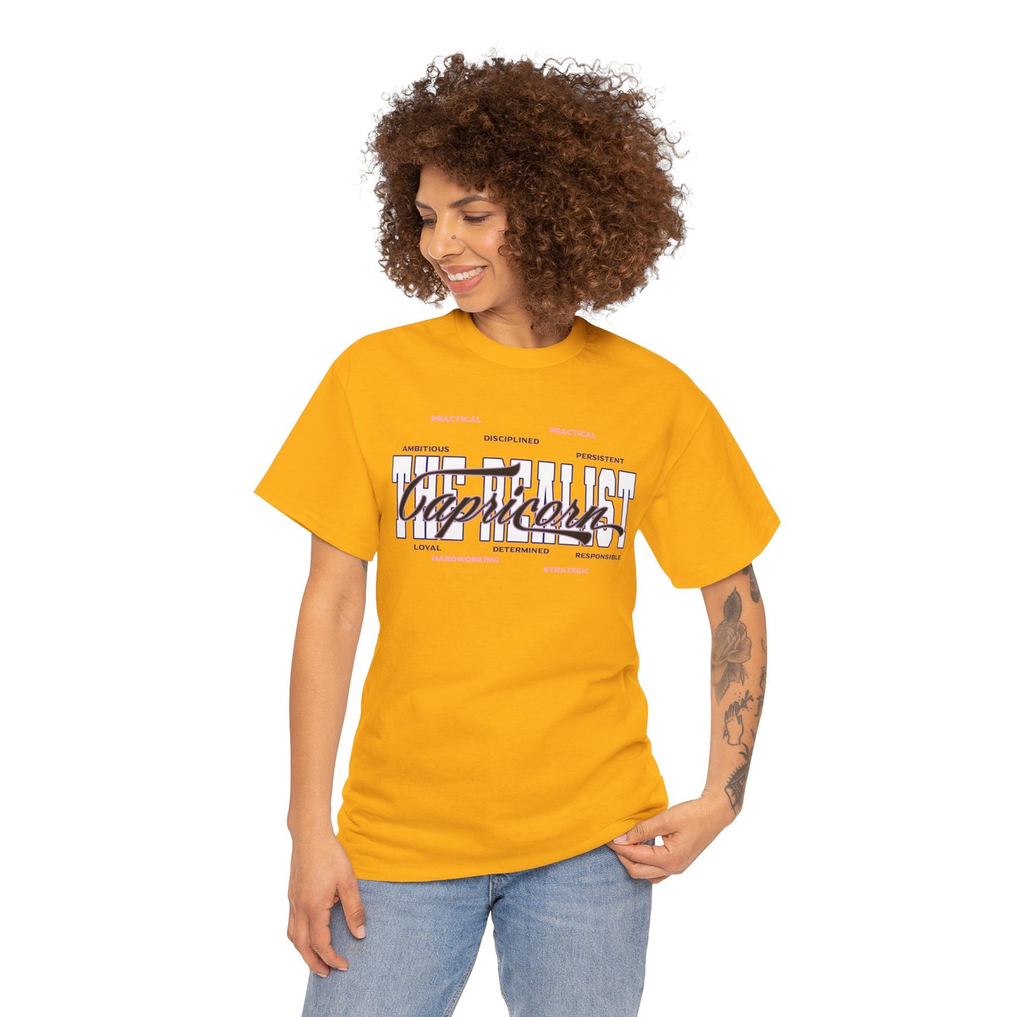 Capricorn Zodiac T-Shirt — Stylish Astrology Tee with 'Capricorn' Script & Traits