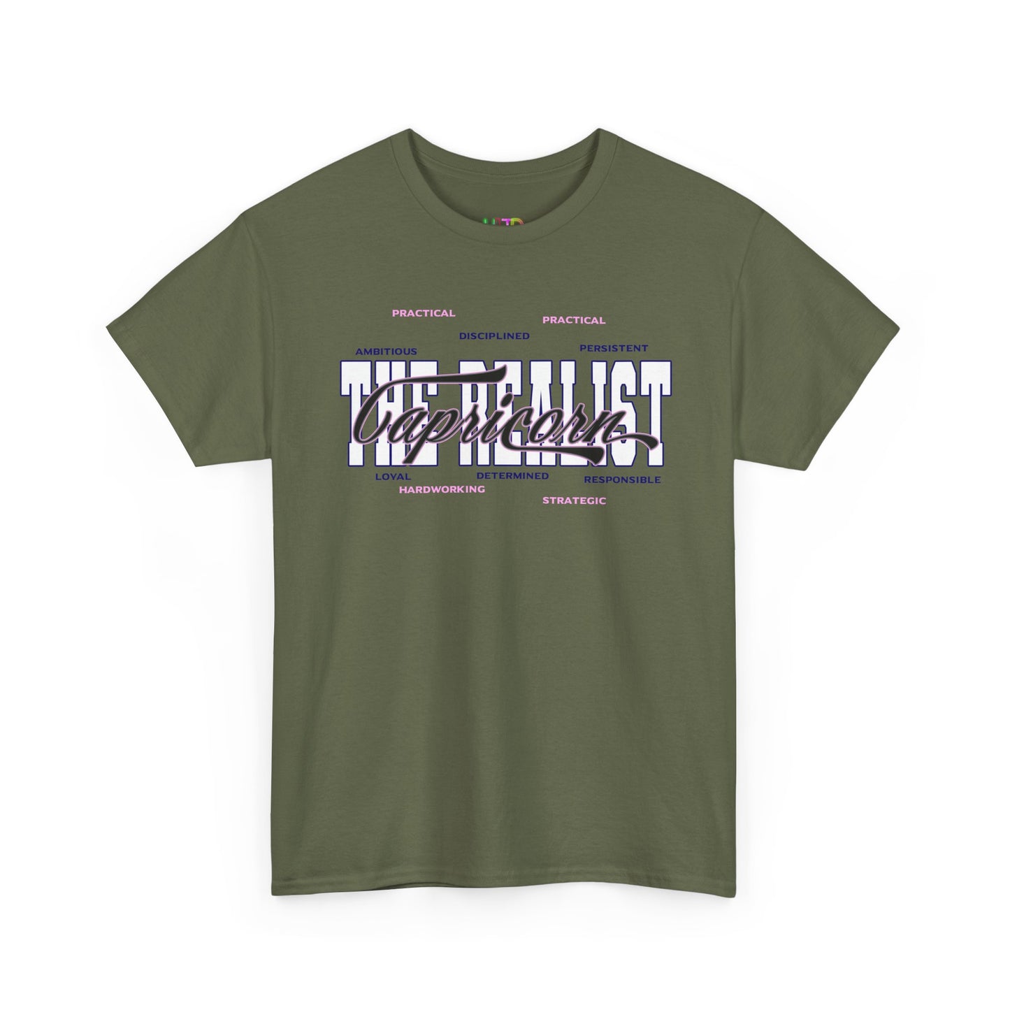 Capricorn Zodiac T-Shirt — Stylish Astrology Tee with 'Capricorn' Script & Traits