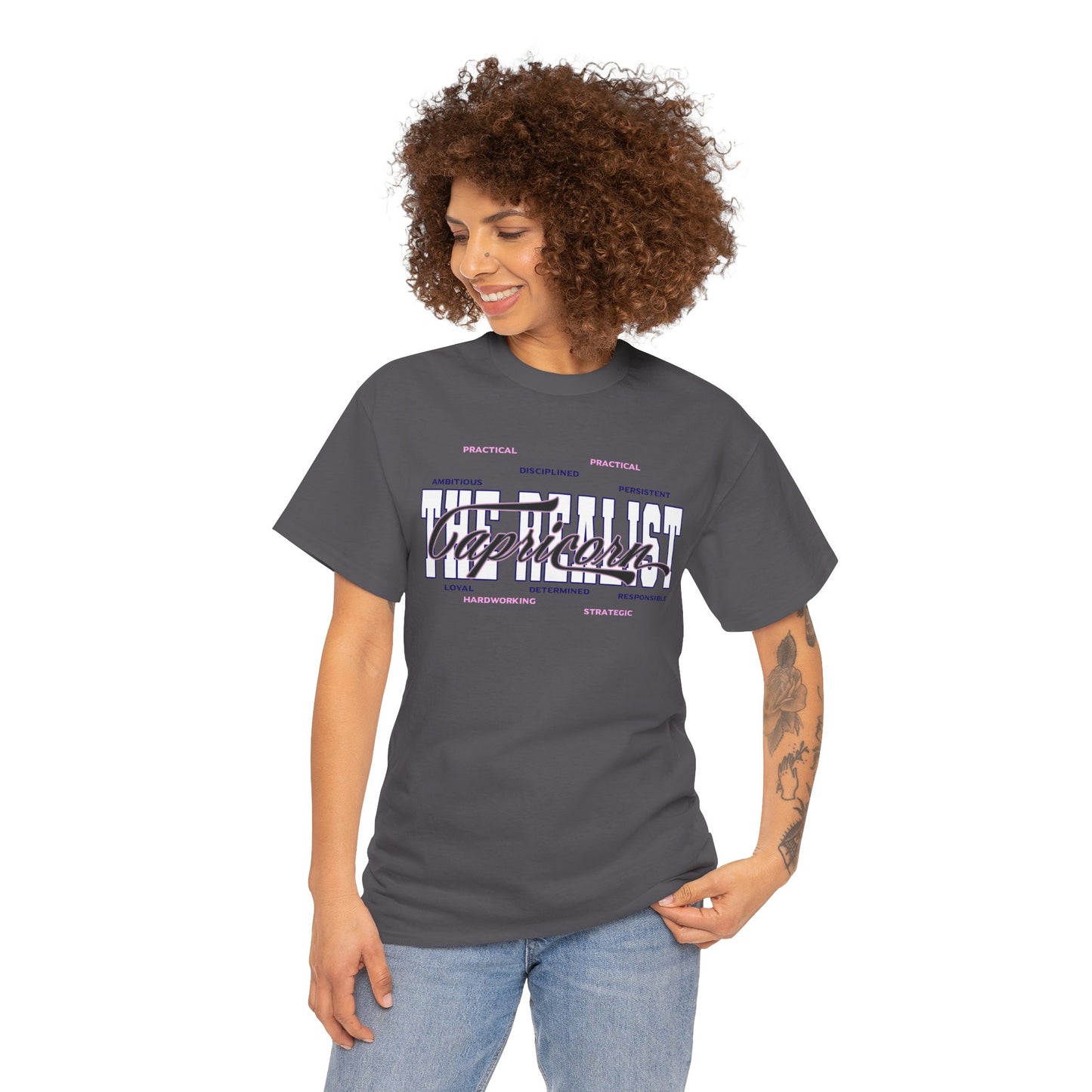 Capricorn Zodiac T-Shirt — Stylish Astrology Tee with 'Capricorn' Script & Traits